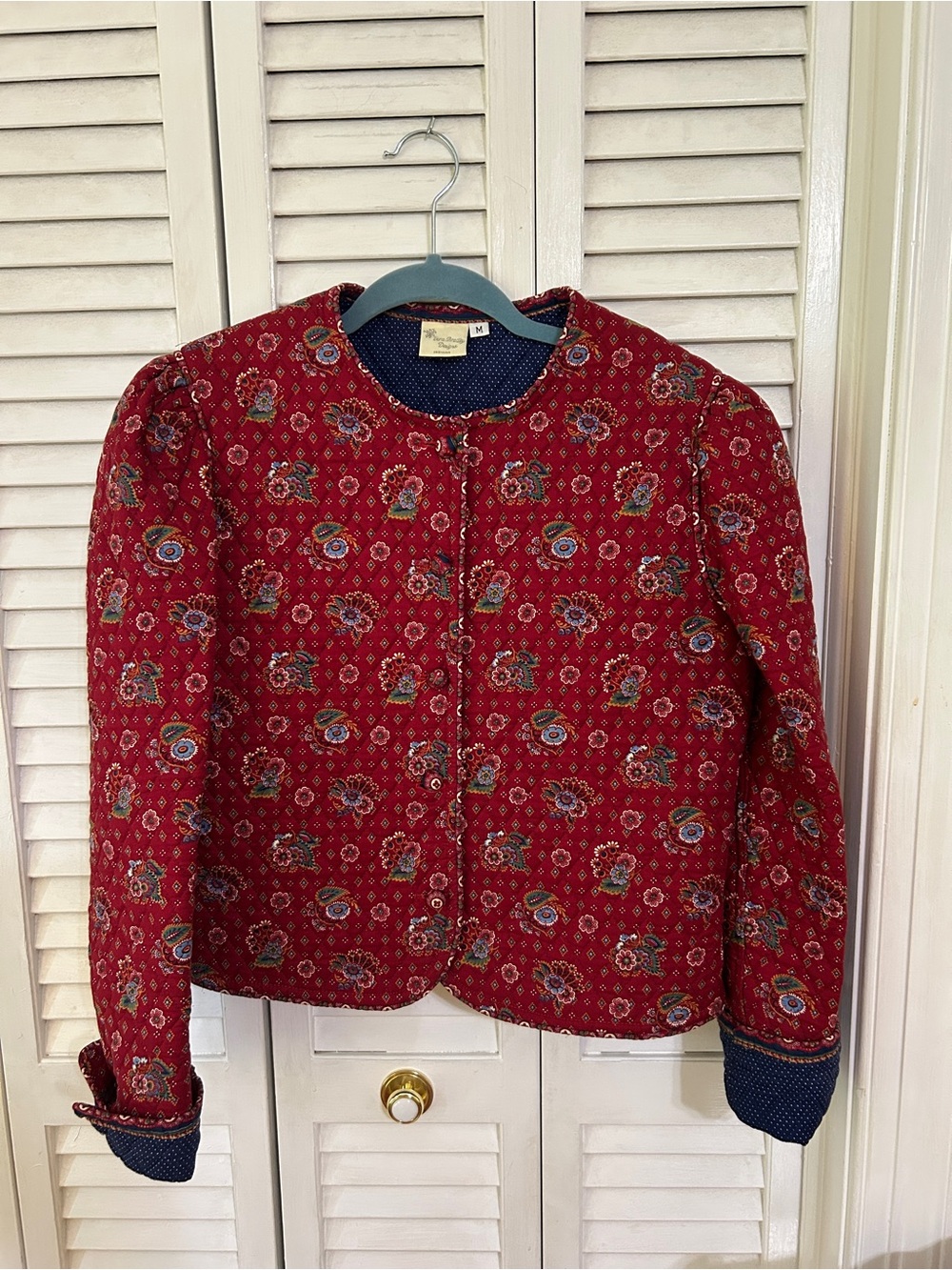 Vintage Vera Bradley Red Floral Quilted Women's Jacket Size Medium